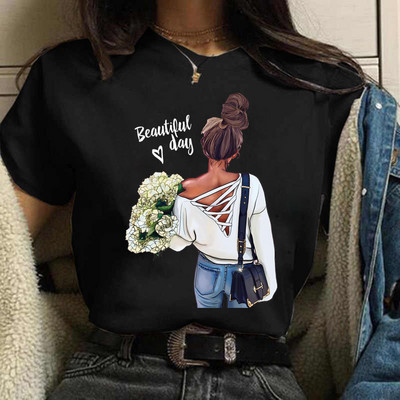 Coffee Girl Fashion Women Print T-särk Uus must naiste vabaaja ülaosa ümara kaelusega Harajuku 90ndate Kawaii lühikeste varrukatega särk