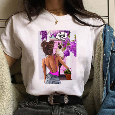 Coffee Girl Fashion Women Print T-särk Uus must naiste vabaaja ülaosa ümara kaelusega Harajuku 90ndate Kawaii lühikeste varrukatega särk