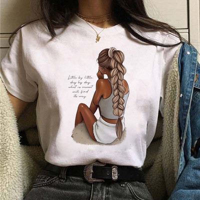 Coffee Girl Fashion Women Print T-särk Uus must naiste vabaaja ülaosa ümara kaelusega Harajuku 90ndate Kawaii lühikeste varrukatega särk