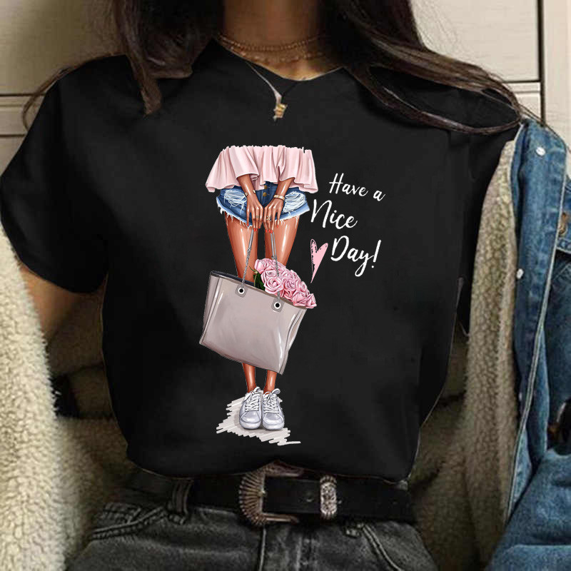 Coffee Girl Fashion Women Print T-särk Uus must naiste vabaaja ülaosa ümara kaelusega Harajuku 90ndate Kawaii lühikeste varrukatega särk