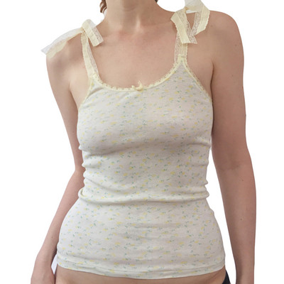 Xingqing Kawaii Cami Top y2k Clothes Fairy Grunge Lace Crop Top Дамски тениски без ръкави с лък 2022 Корейска мода Лолита Камизола