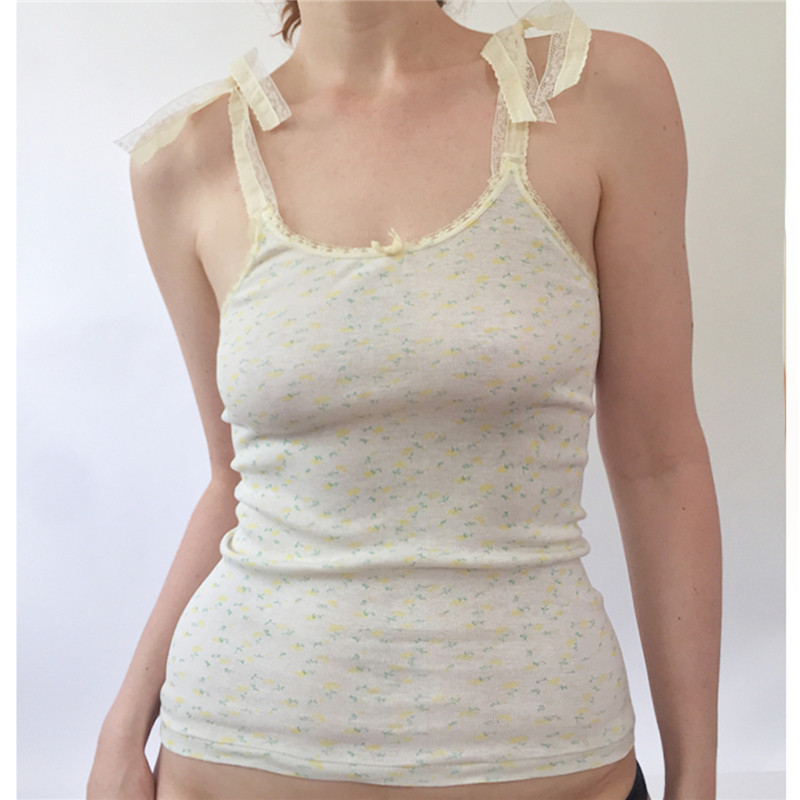 Xingqing Kawaii Cami Top y2k Oblečenie Fairy Grunge Čipka Crop Top Dámske tričká bez rukávov s mašľou 2022 Kórejská móda Lolita Tielko