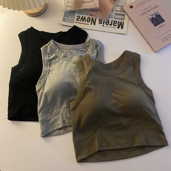 Tank Top Γυναικεία Crop Tops Solid Basics Cropped στενό γιλέκο Γυναικείο κορεάτικο στυλ Αθλητικά κορυφαία σουτιέν Κορυφαία καλοκαιρινά ρούχα 2023