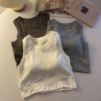 Tank Top Γυναικεία Crop Tops Solid Basics Cropped στενό γιλέκο Γυναικείο κορεάτικο στυλ Αθλητικά κορυφαία σουτιέν Κορυφαία καλοκαιρινά ρούχα 2023