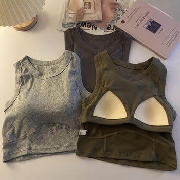 Tank Top Γυναικεία Crop Tops Solid Basics Cropped στενό γιλέκο Γυναικείο κορεάτικο στυλ Αθλητικά κορυφαία σουτιέν Κορυφαία καλοκαιρινά ρούχα 2023