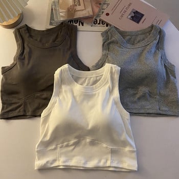 Tank Top Γυναικεία Crop Tops Solid Basics Cropped στενό γιλέκο Γυναικείο κορεάτικο στυλ Αθλητικά κορυφαία σουτιέν Κορυφαία καλοκαιρινά ρούχα 2023