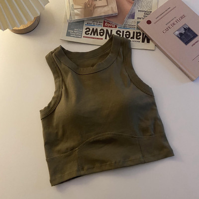 Majica bez rukava Ženske kratke majice Jednobojne osnove Skraćeni uski prsluk Ženski korejski stil Modni sportski top grudnjak Ljetna odjeća 2023.