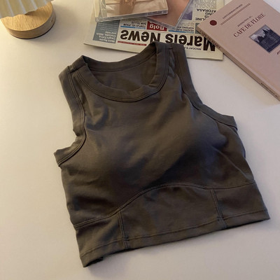 Majica bez rukava Ženske kratke majice Jednobojne osnove Skraćeni uski prsluk Ženski korejski stil Modni sportski top grudnjak Ljetna odjeća 2023.