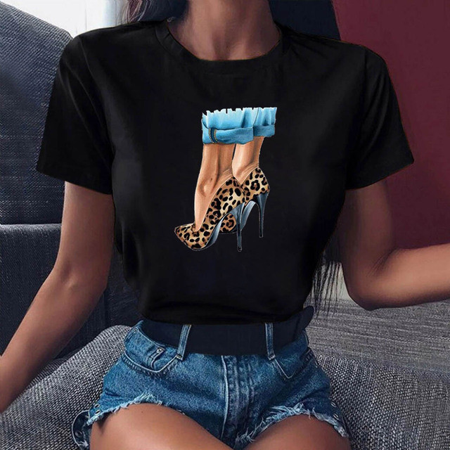 Nova majica kratkih rukava Modna ženska majica kratkih rukava Harajuku Majice Ženske ljetne ležerne majice kratkih rukava Crna majica Ulična odjeća