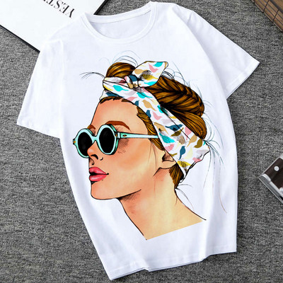 Nagy méretű Női Nyári Divat Print Lady Alkalmi póló Felsők Harajuku Streetwear Rövid ujjú O-nyakú felsők Pólók Camisetas Mujer