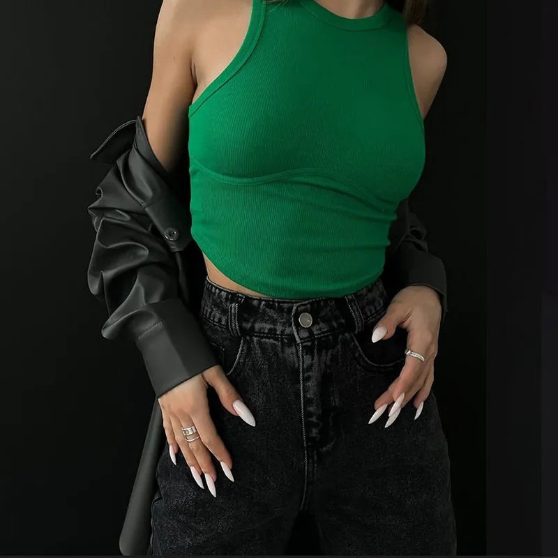 Ljeto 2022., seksi majica s kratkim rukavima, majica bez rukava, ženska majica bez rukava, uski plavi korzet Pletena majica bez rukava Y2K ženska odjeća emo