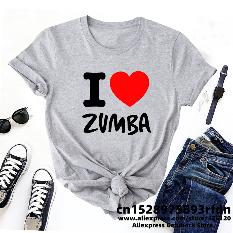 I Love Zumba póló Streetweawr női fitnesz edzés Zumba tánc póló női nyári felső alap pamut rövid ujjú pólóruhák