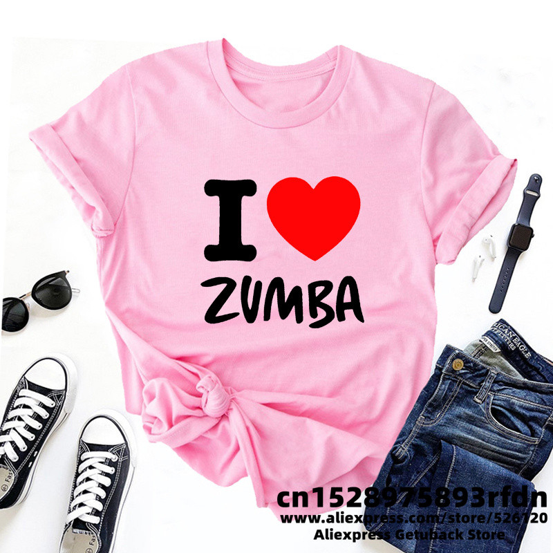 I Love Zumba póló Streetweawr női fitnesz edzés Zumba tánc póló női nyári felső alap pamut rövid ujjú pólóruhák