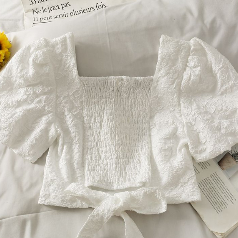 Blúzok Női Édes Gyengéd Minden egyezésű koreai stílusú Nyári Divatos Gyémántok Új dizájn Karcsú Kawaii Szabadidő Egyszerű Szexi Fiatalok Mujer