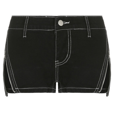 Új szexi szuper rövid farmer rövidnadrág varrás patchwork alacsony derékú Skinny Wild Chic Trendi dögös női nyári oldalcipzáras mini rövidnadrág