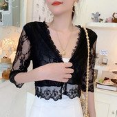 Crno bijelo ružičasto marelica Ženski bolero Bolero dugih rukava Slegnuti ramenima Čipkani vjenčani ogrtač Jakna Namoti Šal za plažu Bolero za djeverušu