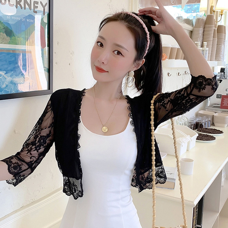 Crno bijelo ružičasto marelica Ženski bolero Bolero dugih rukava Slegnuti ramenima Čipkani vjenčani ogrtač Jakna Namoti Šal za plažu Bolero za djeverušu