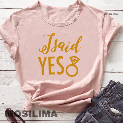 Aš pasakiau „Taip“ Mes pasakėme, kad vakarėlis Juokingas mergvakario marškinėliai Moteriški drabužiai Vestuviniai madingi marškinėliai 1PAC