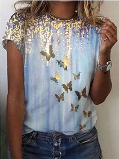 Jauns sieviešu vasaras T-krekls Harajuku Vintage Casual High Street T-krekls Sieviešu modes īsām piedurknēm ziedu T-krekls Sieviešu apģērbs