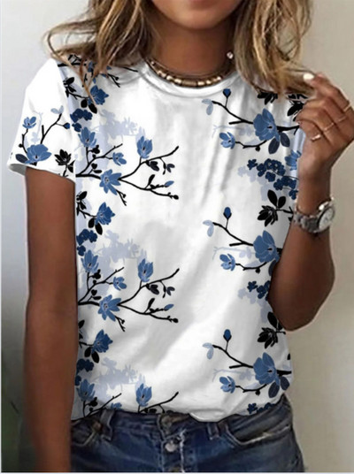 Jauns sieviešu vasaras T-krekls Harajuku Vintage Casual High Street T-krekls Sieviešu modes īsām piedurknēm ziedu T-krekls Sieviešu apģērbs