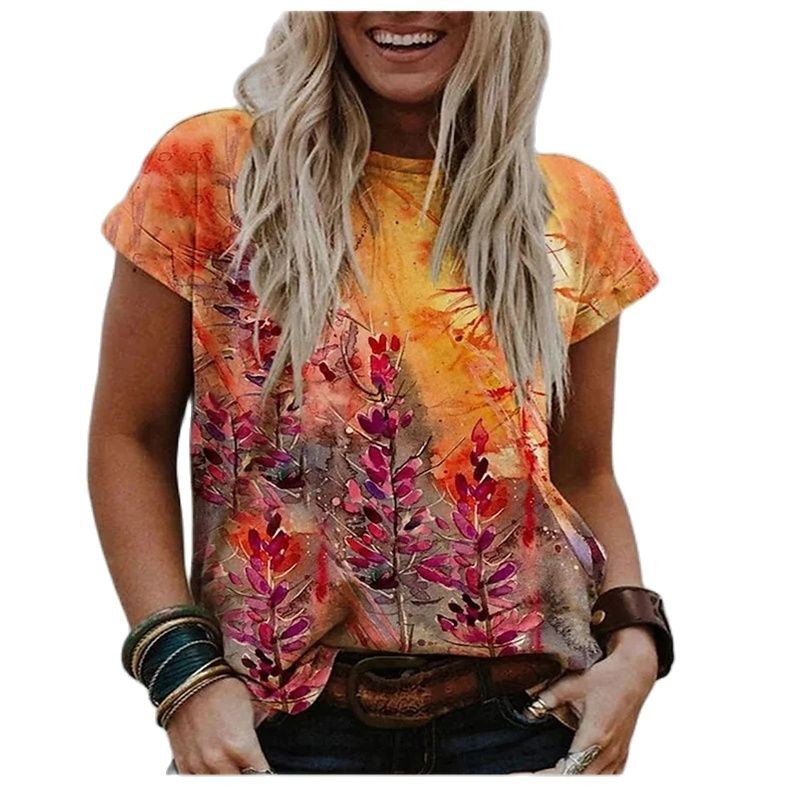 Jauns sieviešu vasaras T-krekls Harajuku Vintage Casual High Street T-krekls Sieviešu modes īsām piedurknēm ziedu T-krekls Sieviešu apģērbs