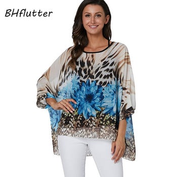 BHflutter 4XL 5XL 6XL Plus Size Γυναικεία μπλούζα 2019 Sexy Off Shoulder Leopard print καλοκαιρινά μπλουζάκια Tees Casual μπλούζες σιφόν πουκάμισα