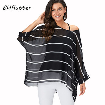 BHflutter 4XL 5XL 6XL Plus Size Γυναικεία μπλούζα 2019 Sexy Off Shoulder Leopard print καλοκαιρινά μπλουζάκια Tees Casual μπλούζες σιφόν πουκάμισα