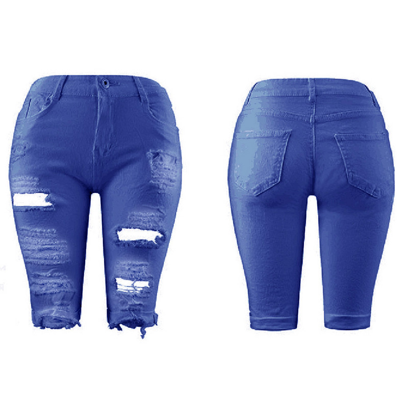 Denim Shorts Holes Ripped Jeans Ženske Elastic Destroyed Legging Short Pants Jeans Skinny Summer Short Femme Džinsy Plus Size 3XL