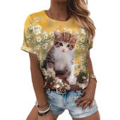 Moodne tüdrukute T-särk 3D armas kassi lühikeste varrukatega Kawaii Animal naiste hingavad Pärsia kassi särgid suvised 5xl vabaaja naiste topid
