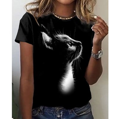 Moodne tüdrukute T-särk 3D armas kassi lühikeste varrukatega Kawaii Animal naiste hingavad Pärsia kassi särgid suvised 5xl vabaaja naiste topid