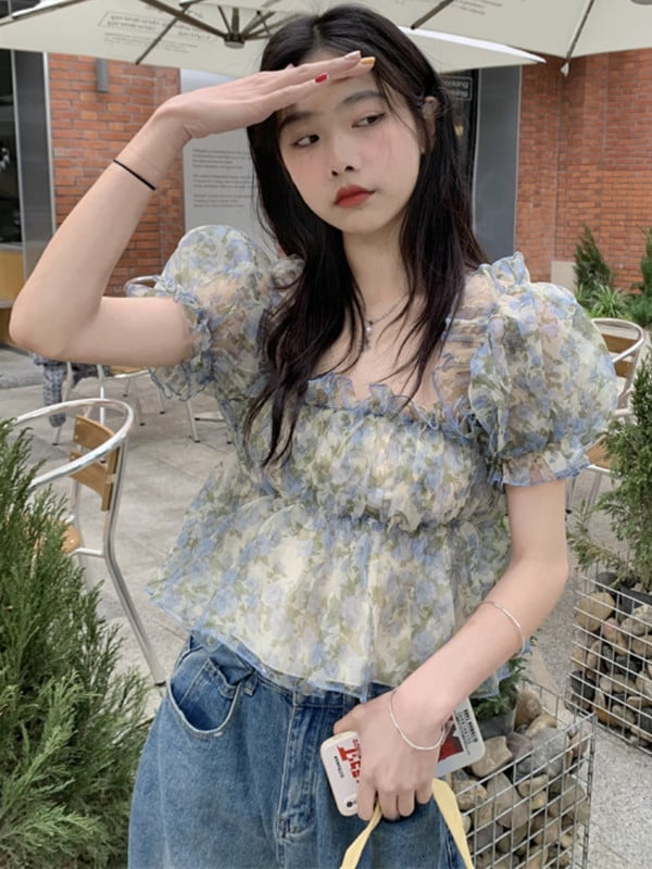 Vágott blúzok Női Patchwork Dizájn Divat Új szabadidő Elegáns Szexi Nyári Ruhák Retro Ulzzang Hot Girls Karcsú