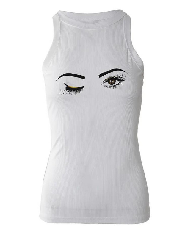 Topovi Ženska trendi modna ljetna grunge odjeća za 2022. Ispis bijelih trepavica Ležerna dnevna ženska majica bez rukava Ženska odjeća