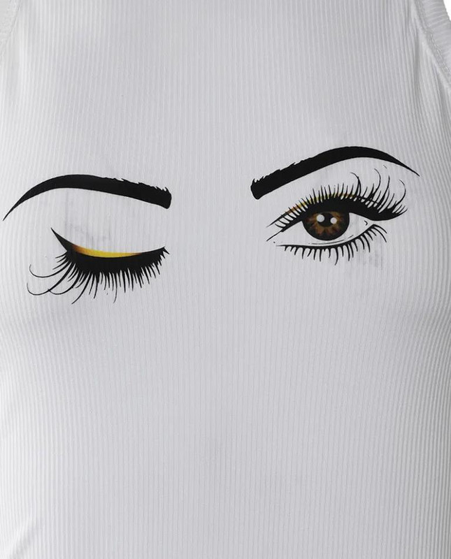 Topovi Ženska trendi modna ljetna grunge odjeća za 2022. Ispis bijelih trepavica Ležerna dnevna ženska majica bez rukava Ženska odjeća