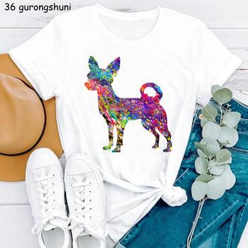 2023 Hot Sale Funny Tshirt Γυναικεία ακουαρέλα Chihuahua Dog Animal print T-shirt Femme Harajuku Καλοκαιρινό κομψό μπλουζάκι T-shirt