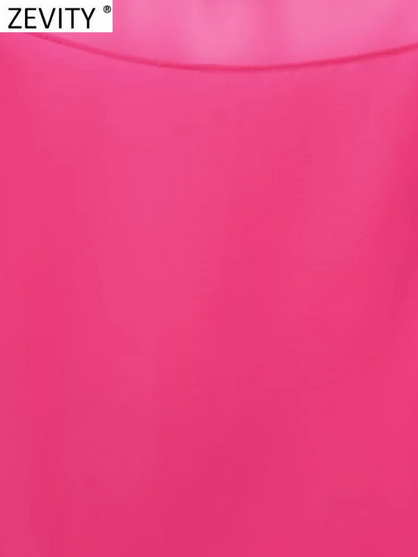 Zevity Ženska modna jednobojna prozirna krema za sunčanje, kratka bluza od šifona, ženska košulja s plaštom Blusas Chic kratke majice LS3925