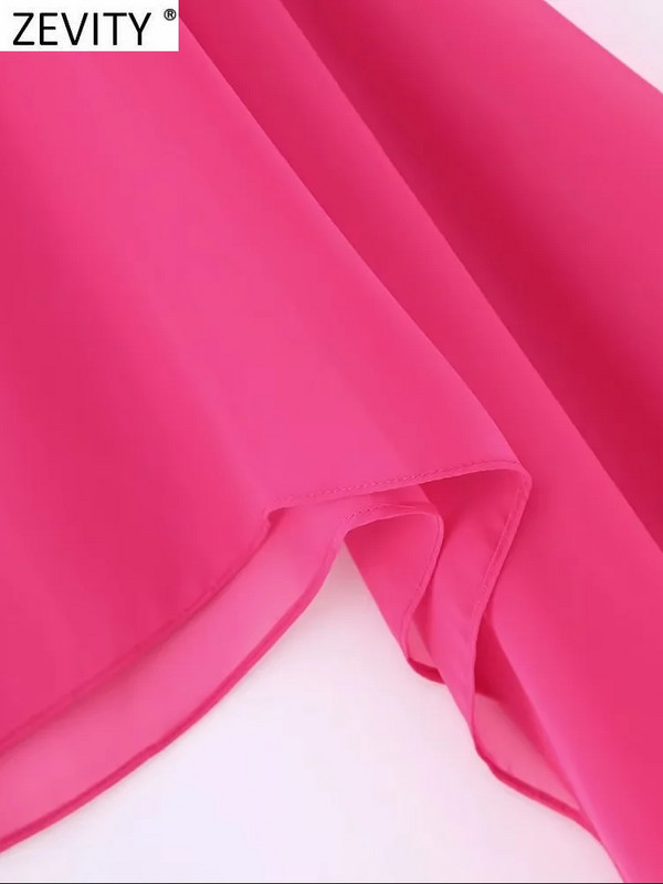 Zevity Ženska modna jednobojna prozirna krema za sunčanje, kratka bluza od šifona, ženska košulja s plaštom Blusas Chic kratke majice LS3925