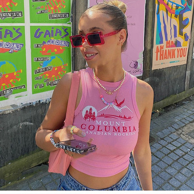 Rebrasta majica bez rukava Ženska ružičasta Ljeto 2022. Ležerna kratka vesta za fitness Boje slatkih boja Y2K Seksi pletena ženska majica s otvorenim ramenima Seksi skraćena majica