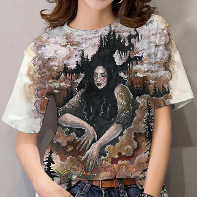 Naiste T-särk Witches Print Halloween Naljakas Kingitus T-särk Suvine Naiste Mood Vabaaja isikupära T-särgid Suuremõõdulised O kaelusega topid