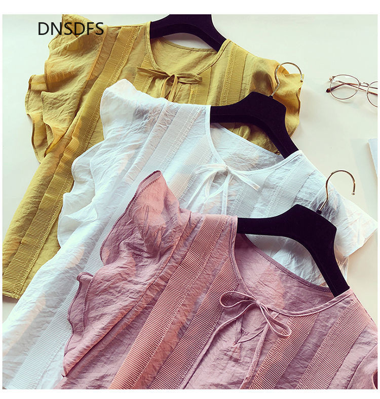 Sieviešu šifona blūzes pavasara vasaras volāniem korejiešu modes biroja krekls dāmu elegants topus darbs sieviešu apģērbs Blusas Mujer