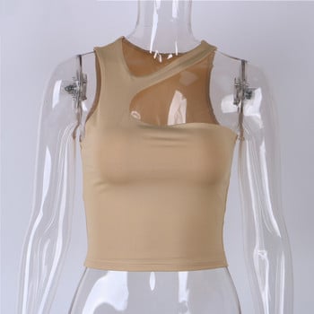 Cut Out Sexy Crop Off Shoulder Solid 2022 Skinny Sport Κοντές μπλούζες Γυναικείες ακανόνιστες καλοκαιρινές μπλούζες