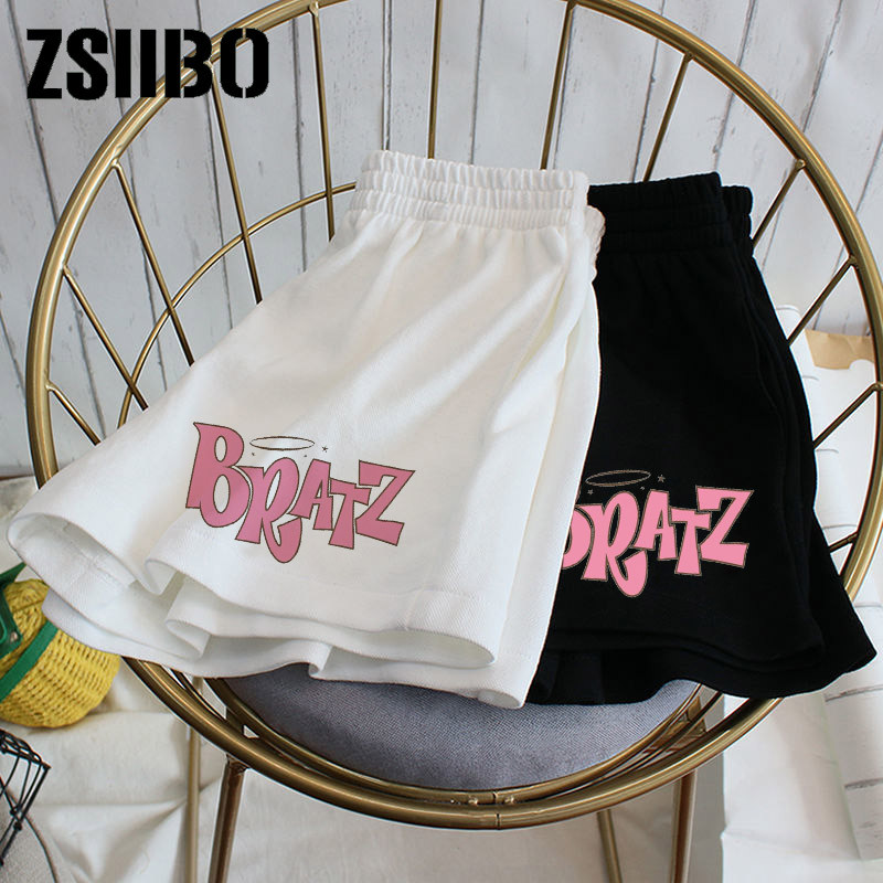 Rugalmas derék alkalmi strandbuli hanbok méretű magas derékú betű aranyos mintás sport rövidnadrág női nyári női rövidnadrág rövidnadrág Y2k