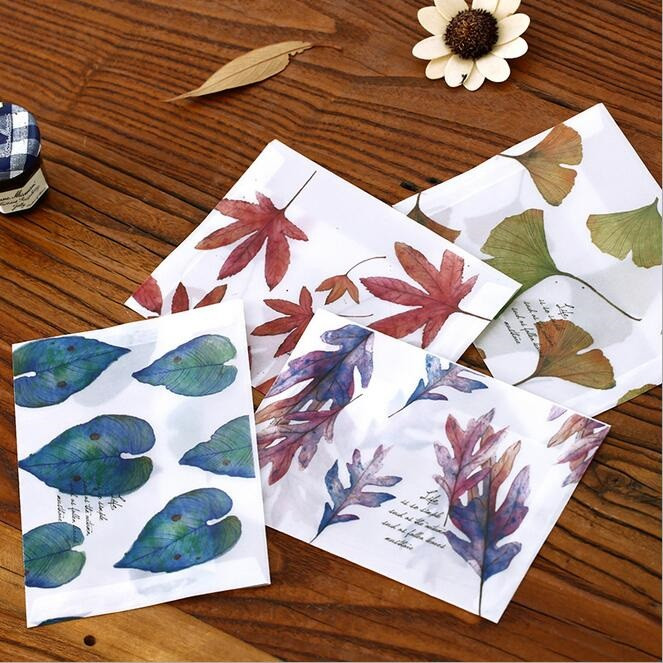 10 buc 160x110mm Seria Creative Vintage Leaves acid sulfuric hârtie transparentă plic card geantă rechizite școlare de birou