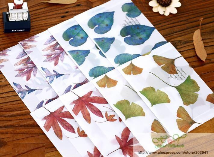 10 buc 160x110mm Seria Creative Vintage Leaves acid sulfuric hârtie transparentă plic card geantă rechizite școlare de birou