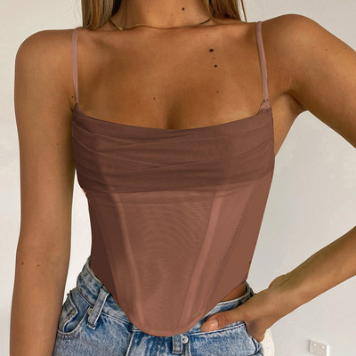 Topuri cu corset pentru femei, vară, fără mâneci, fără spate, vară, solid, slab, cu umeri, camis, crop top, corset pentru femei