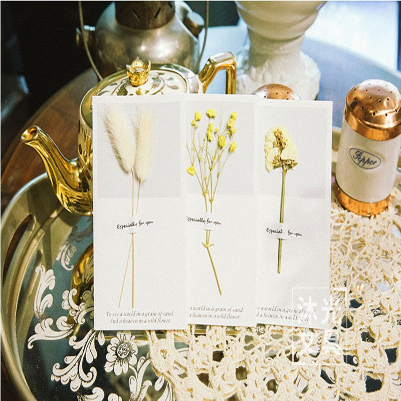 10 τεμ. Λουλούδια με αποξηραμένα λουλούδια Προσκλητήριο Κενό DIY Ημέρα των Ευχαριστιών Γενέθλια Χειρόγραφες ευχετήριες κάρτες