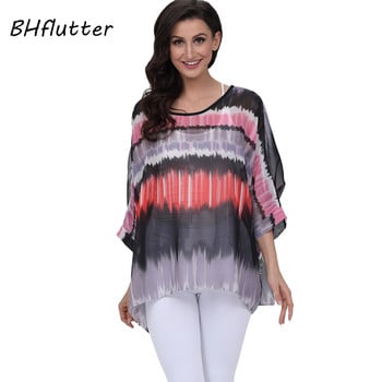 BHflutter 4XL 5XL 6XL Plus Size Γυναικεία Ρούχα 2018 Νέο σιφόν μπλούζα πουκάμισο Μπλούζα με μανίκια γράμματα τύπωμα καλοκαιρινές μπλούζες μπλούζες