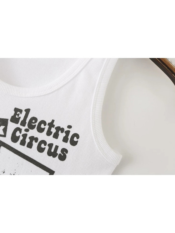 Ležerni ženski prsluk s crtićima s O izrezom Ljetna moda 2022. Ženska ulična uska uska vintage ženska kratka majica Y2k odjeća