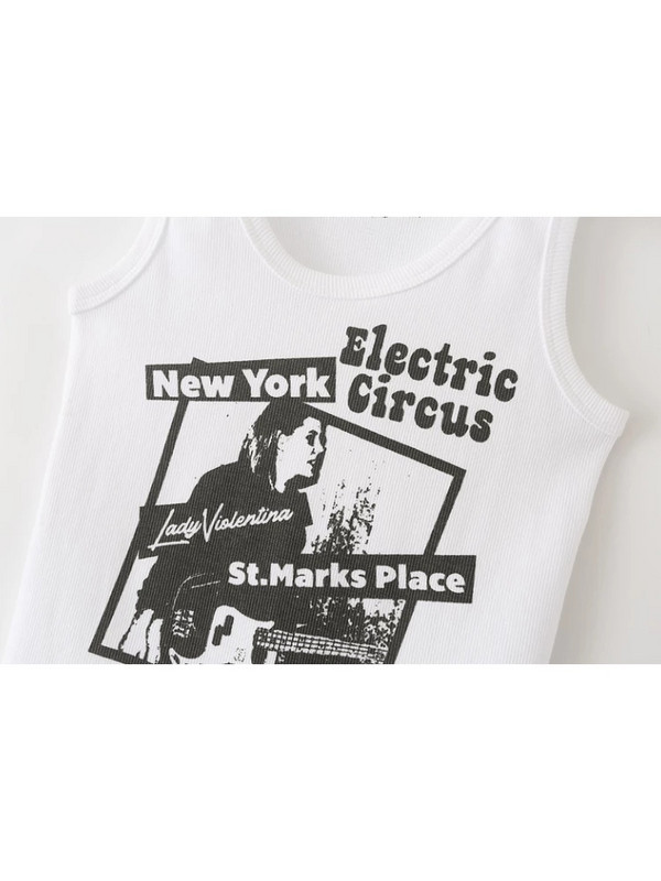 Ležerni ženski prsluk s crtićima s O izrezom Ljetna moda 2022. Ženska ulična uska uska vintage ženska kratka majica Y2k odjeća