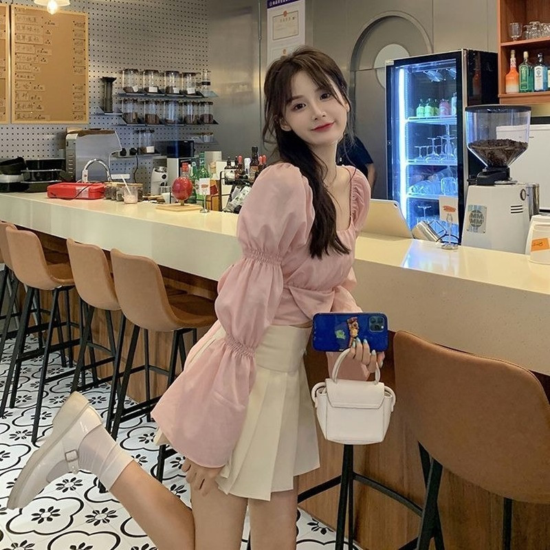 Bluza s širokim rukavima Ženske povezi Jednobojne Slobodno vrijeme Sveobuhvatna Elegantna moda Sveučilišna ženska Udobne kratke majice Francuski stil Elegantne