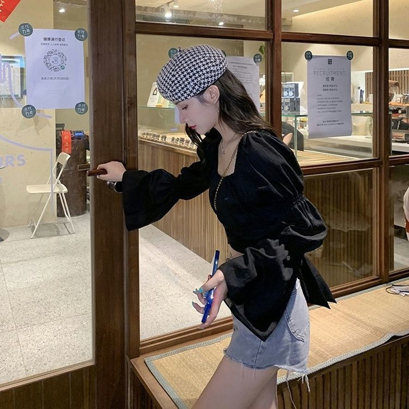 Bluza s širokim rukavima Ženske povezi Jednobojne Slobodno vrijeme Sveobuhvatna Elegantna moda Sveučilišna ženska Udobne kratke majice Francuski stil Elegantne